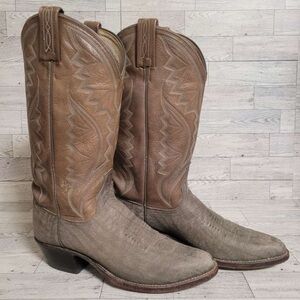 Men's Vintage Dan Post Western Exotic Brown Cape Buffalo Cowboy Boots Size 8 D